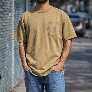 Carhartt Pocket Tee Men’s Large Tan Heavyweight Relaxed Fit Streetwear